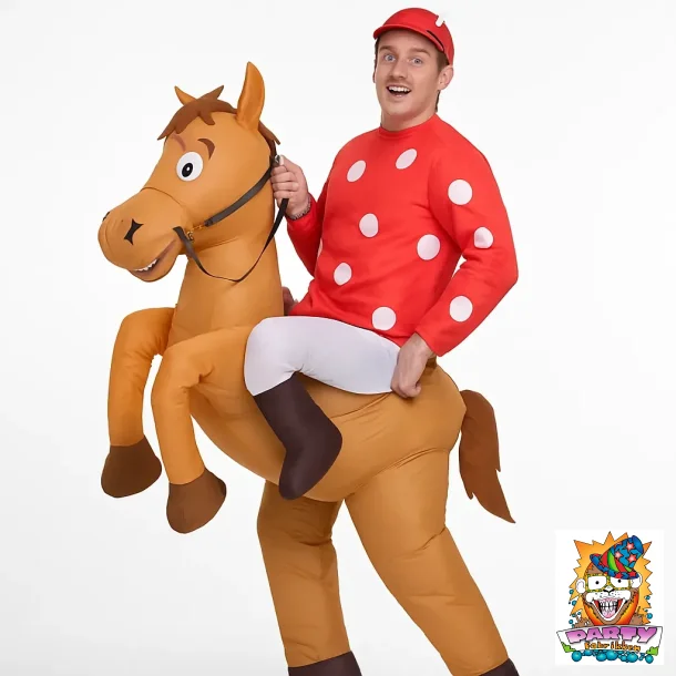 Jockey p� en hest kostume