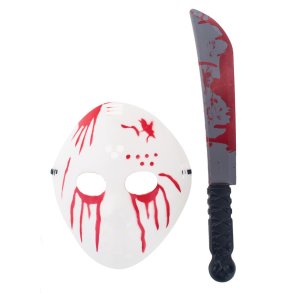 Jason maske og kniv B�rn - halloween maske