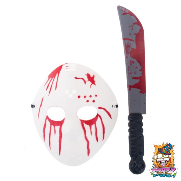 Jason maske og kniv B�rn - halloween maske