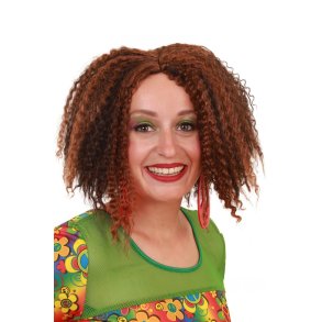 Afro paryk rd og brun (kort)