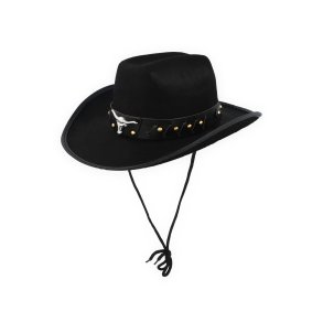 Cowboyhat sort med tyrehorn