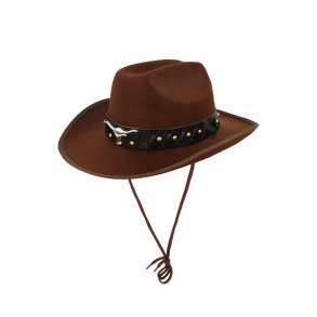Cowboyhat brun med tyrehorn