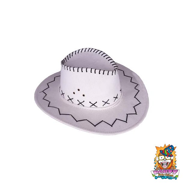 Cowboyhat i hvid ruskindslook
