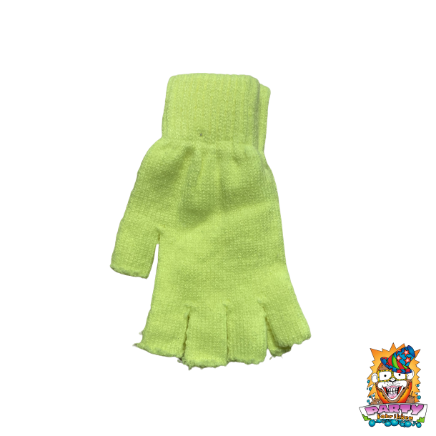 Fingerlse handsker i strik neon gul