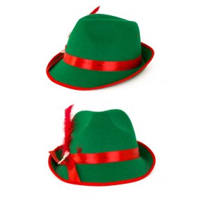 Tyrolerhat grn med rdt bnd