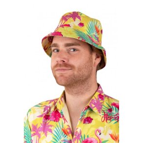 Hawaii bllehat. gul m. blomsterprint