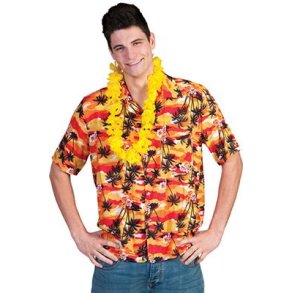 Hawaiiskjorte orange med palmer