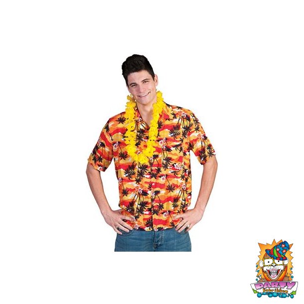 Hawaiiskjorte orange med palmer