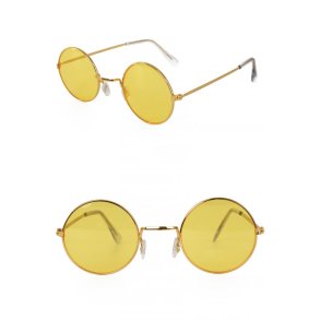 Hippie solbriller. guldfarvet stel med gult glas