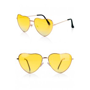 Hjerteformede solbriller med gult glas