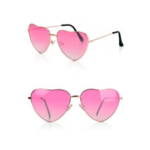 Hjerteformede solbriller med pink glas
