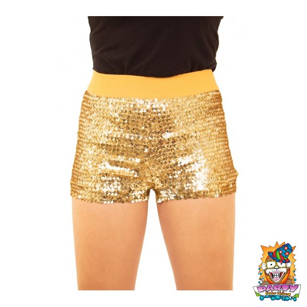 Hotpant i guld med palietter (L/XL)