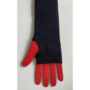 Fingerlse lange handsker i sort med glimmer