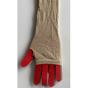 Fingerlse lange handsker i guld med glimmer