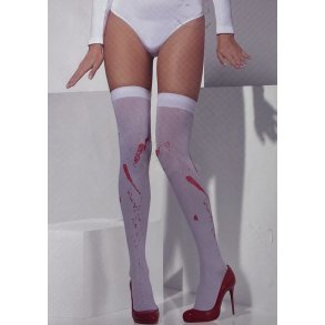 Selvsiddende hvide strmper med blodpletter