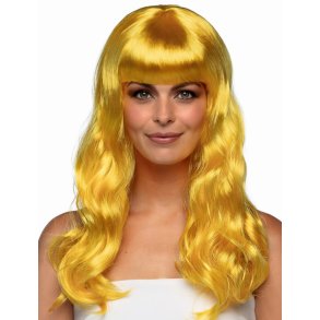 Krllet paryk mellemlangt i gul