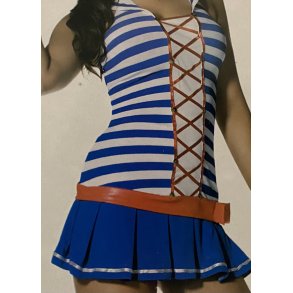 Matros kostume bl/hvid stribet (Str. M)