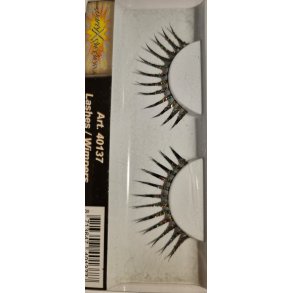 Kunstige jenvipper i sort med glimmer