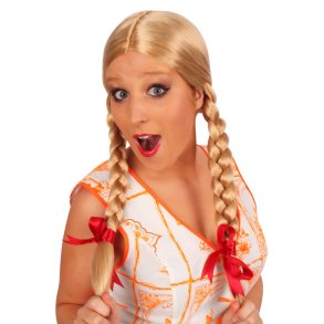 Oktoberfest paryk lang blond