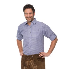 Oktoberfest skjorte bl og hvid ternet, sm tern