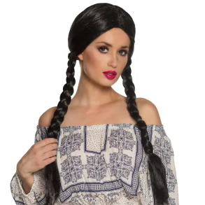 Paryk med lange fletninger sort