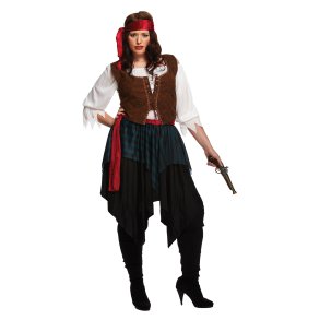 Piratkostume kvinde Carribian (Plussize)