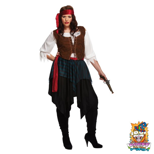 Piratkostume kvinde Carribian (Plussize)