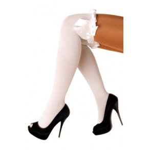 Selvsiddende strmper hvide med sljfe
