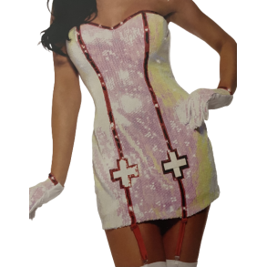 Sygeplejerske kostume med palietter (Medium)