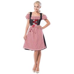 Tyrolerkjole, Anne - Ruth, lang R�d og sort
