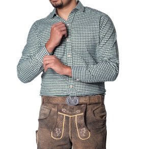 Tyrolerskjorte, grn og hvid ternet, 