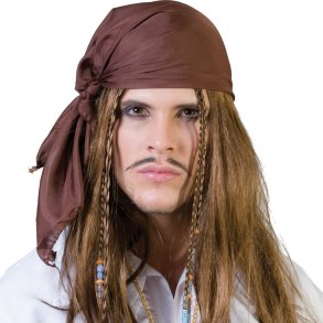Pirat paryk brun med bandana