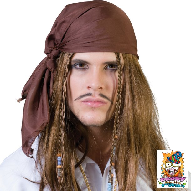 Pirat paryk brun med bandana