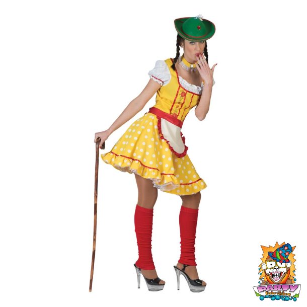 Gul kn�lang oktoberfest Tyrolerkjole