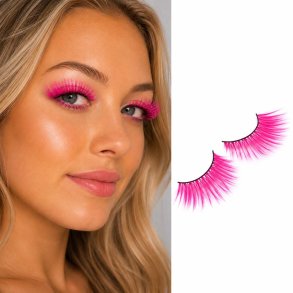 Kunstige �jenvipper i pink (lange)