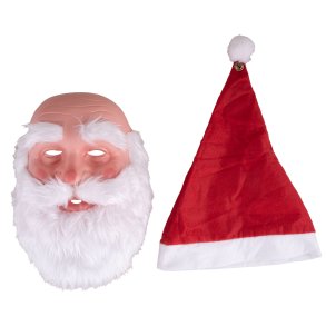 Julemandsmaske med julehue &ndash; 2 dele