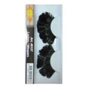 Kunstige jenvipper i sort med fjer