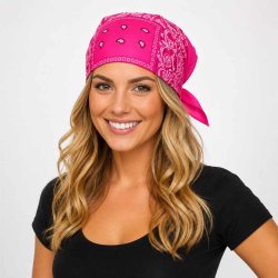 Pink bandana med med hvid print