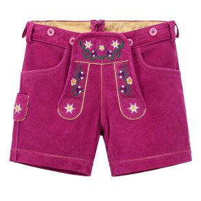 Lederhosen shorts lilla med blomster (Small)