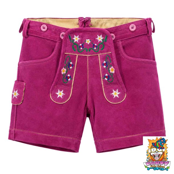 Lederhosen shorts lilla med blomster (Small)