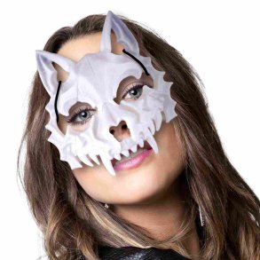 Katte-skeletmaske hvid