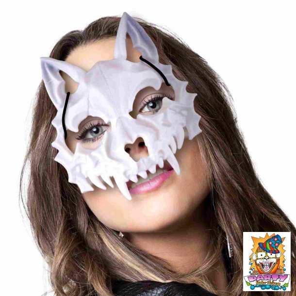 Katte-skeletmaske hvid