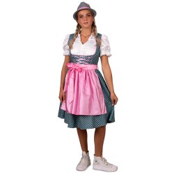 Dirndl kjole lyser�d og gr�n til kvinder