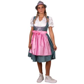 Dirndl kjole lyser�d og gr�n til kvinder